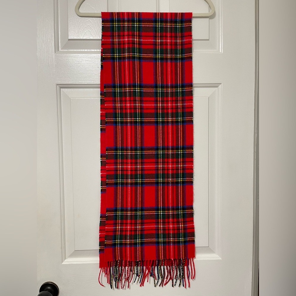 Wool Plaid Red and Black Tartan Scarf